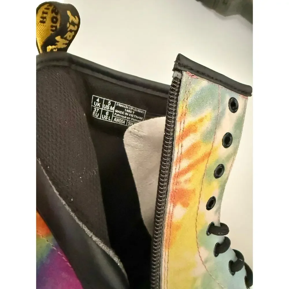 Dr. Marten’s Multi Color Tie Dye Side Zipper Lace Up Girls’ Combat Boots Size 6